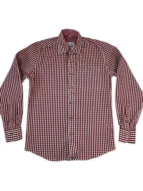 Bavaria Trachten Red and White Gingham Button-Down Shirt Size S